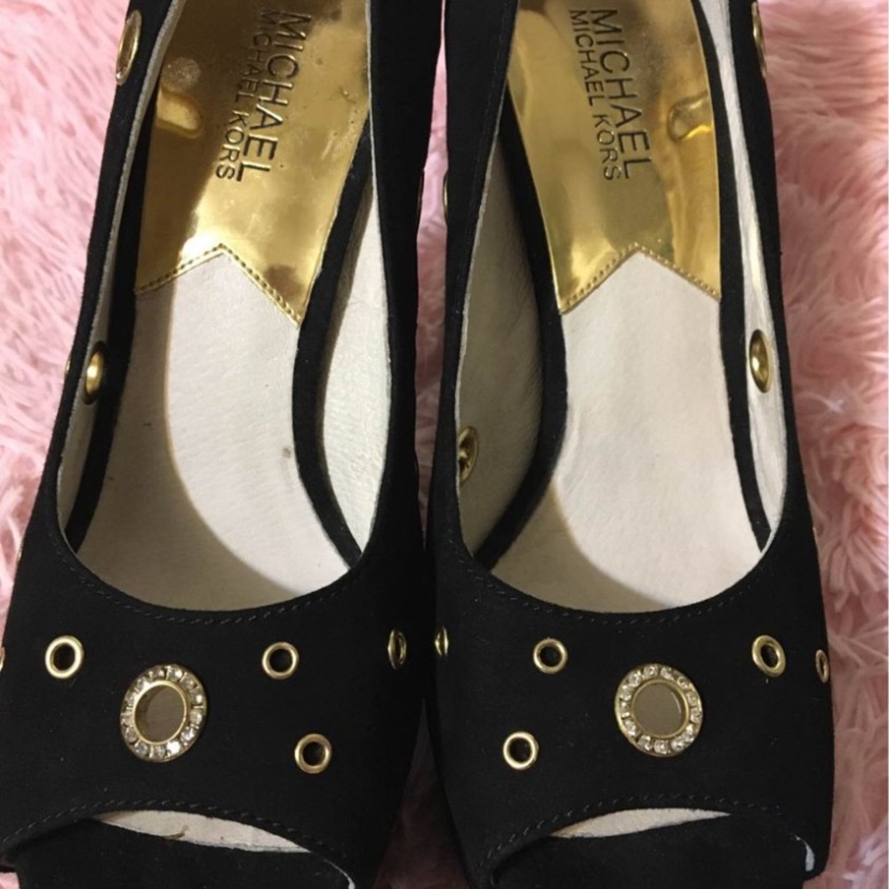 Michael Kors Women's Delilah Peep Toe Tall High Heels Platforms Stilettos SZ 8.5 - Picture 8 of 11